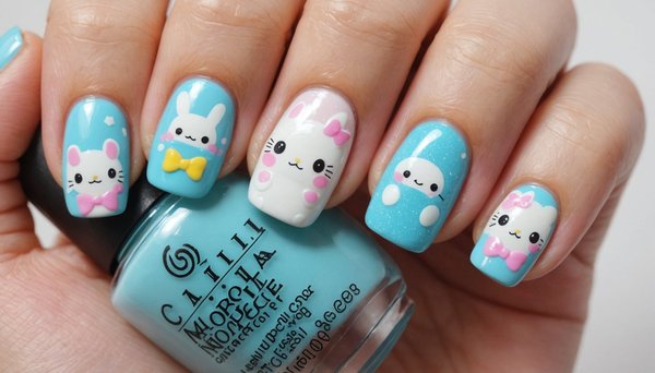 Playful press-on nail designs inspired by cinnamoroll charm